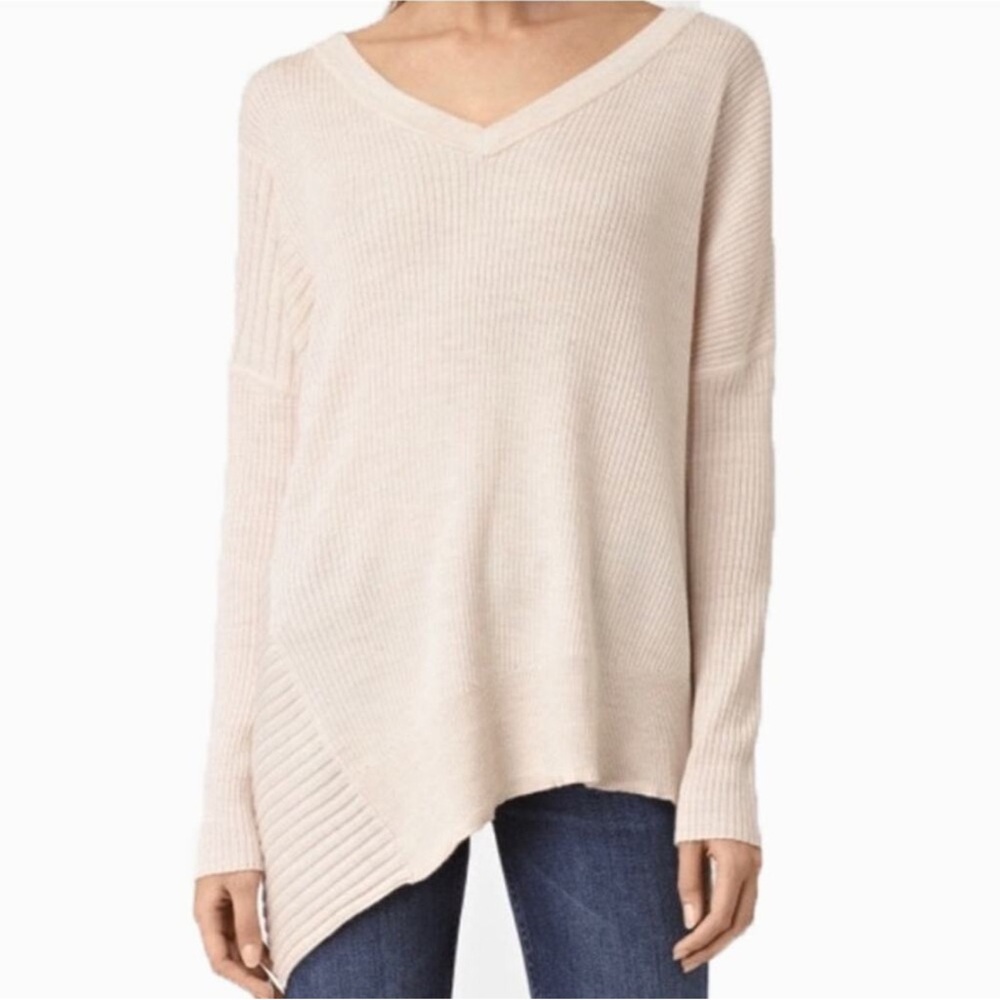 AllSaints Chalk Cream Wool Alpaca Blend Kelsey Sweater Small Cozy Fall Autumn